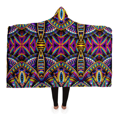 Black Festival Clothes Tribal Lines 26 | Hooded Blanket