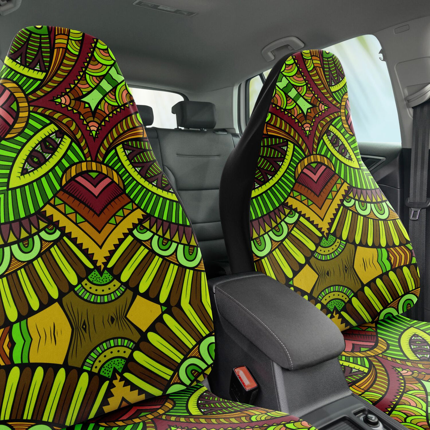 Dark Slate Gray Tribal Line Art 5 | Car Seat Covers