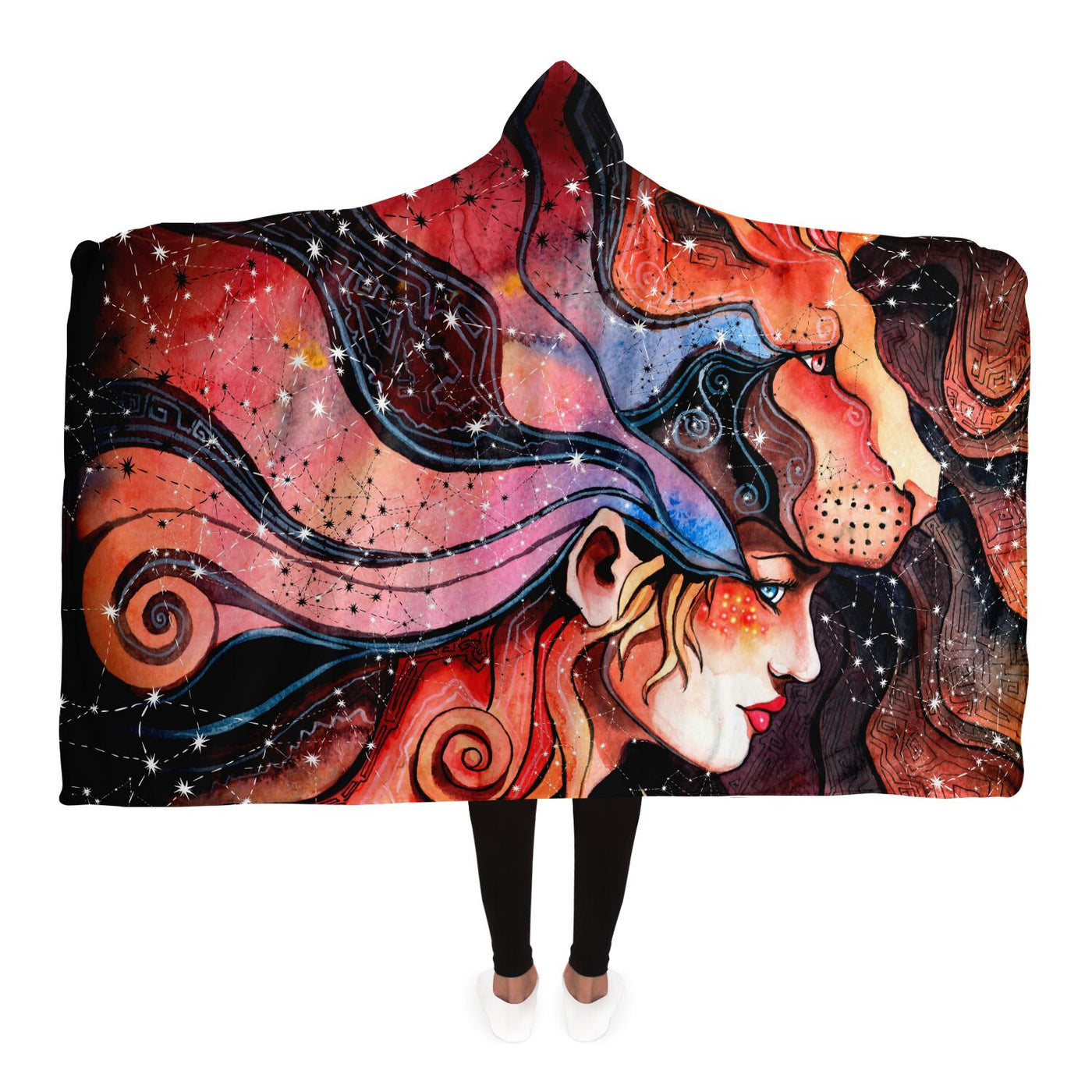 Dark Salmon Leo Zodiac Celestial | Hooded Blanket