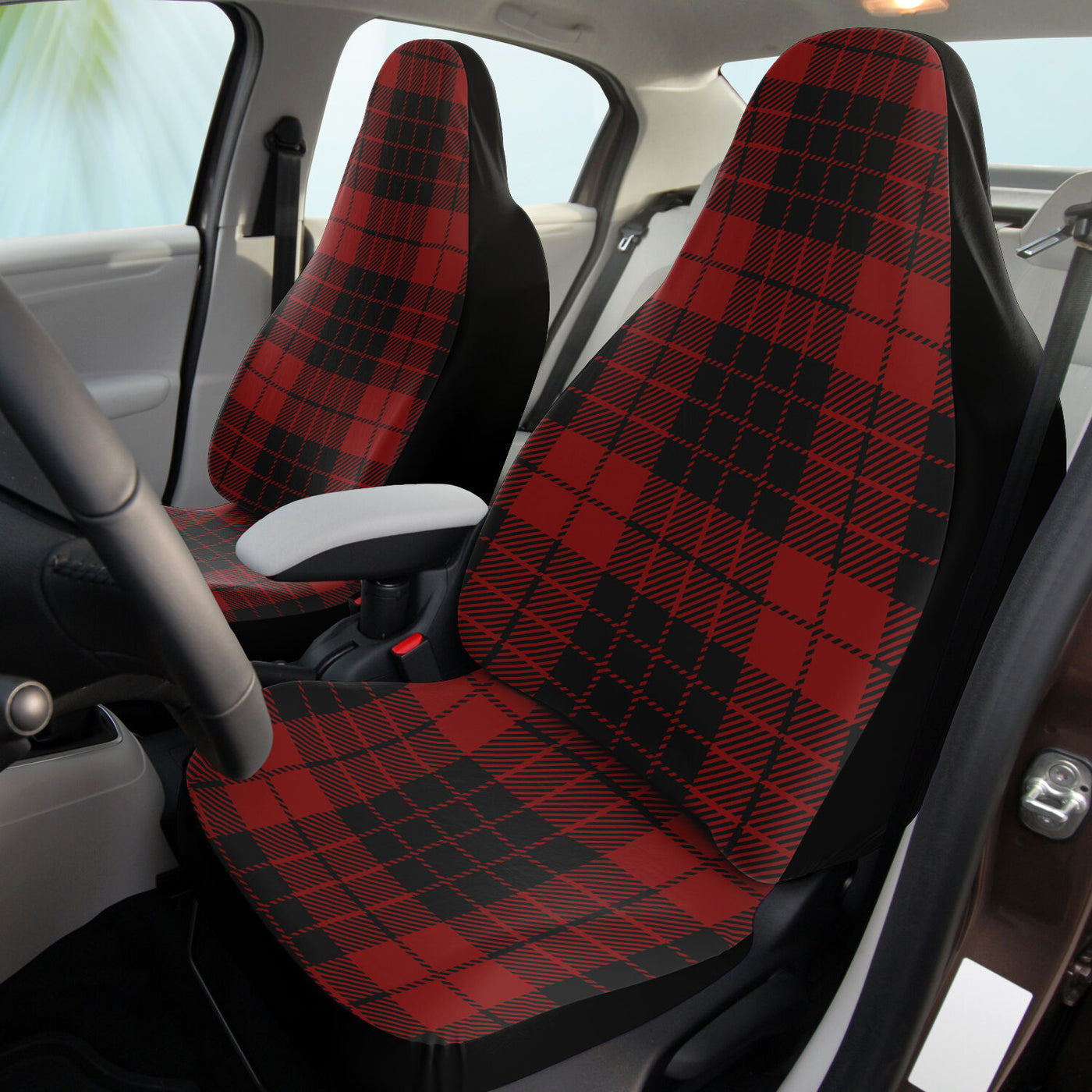Black Pastel Goth Red Plaid | Car Seat Covers
