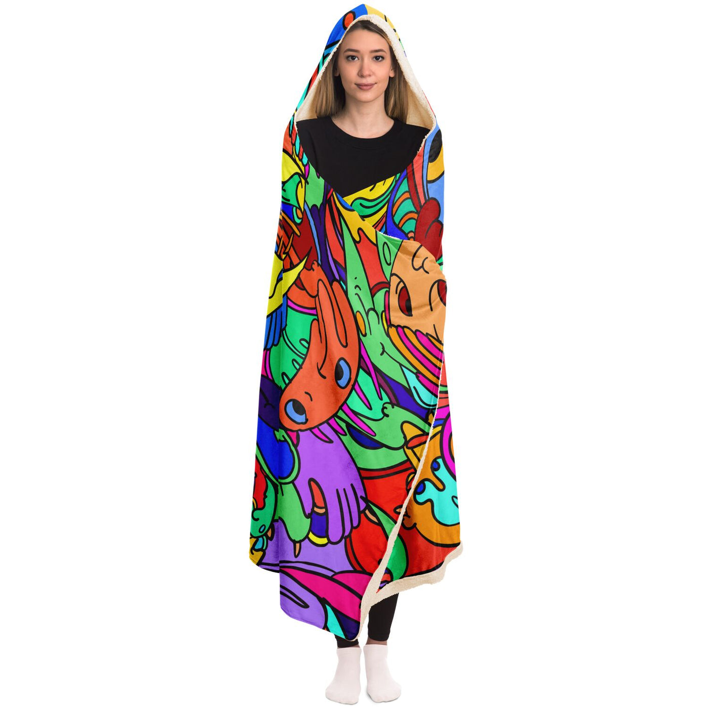 Dark Slate Gray hippie 9 Hooded Blanket-Frontside-Design_Template copy
