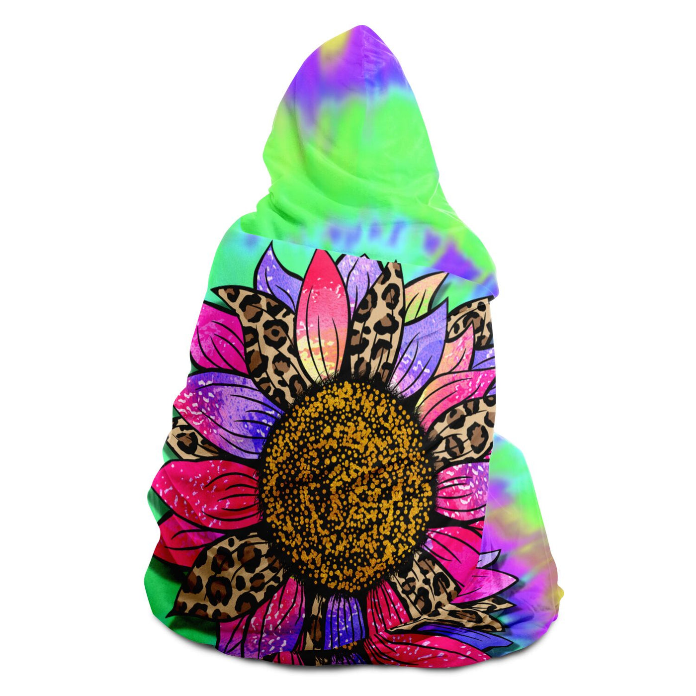 Black Trippy Sunflower Tie Dye 3 | Hooded Blanket