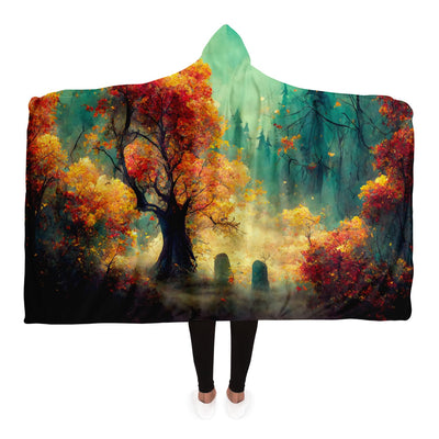 Dark Slate Gray ai forest 1 Hooded Blanket-Frontside-Design_Template copy