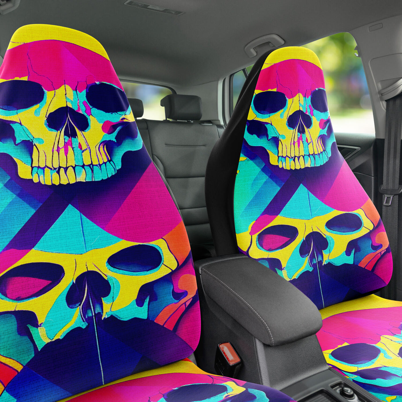 Dark Slate Gray Tie Dye Skulls 13 Skull Decor | Car Seat Covers