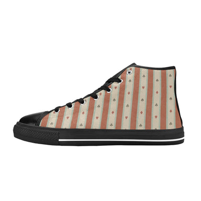 Rosy Brown Alice Playing Cards Wallpaper Black | Men’s Classic High Top Canvas Shoes