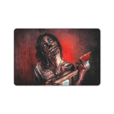 Dark Slate Gray Zombie With An Ax | Doormat