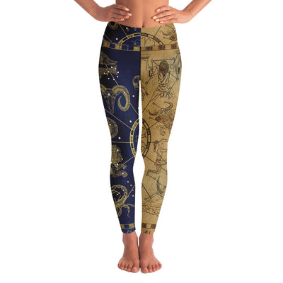 Rosy Brown Astrological Signs Two Tone | Yoga Leggings