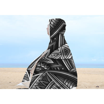 Lavender Festival Clothes Tribal Lines 7 BW | Hooded Blanket