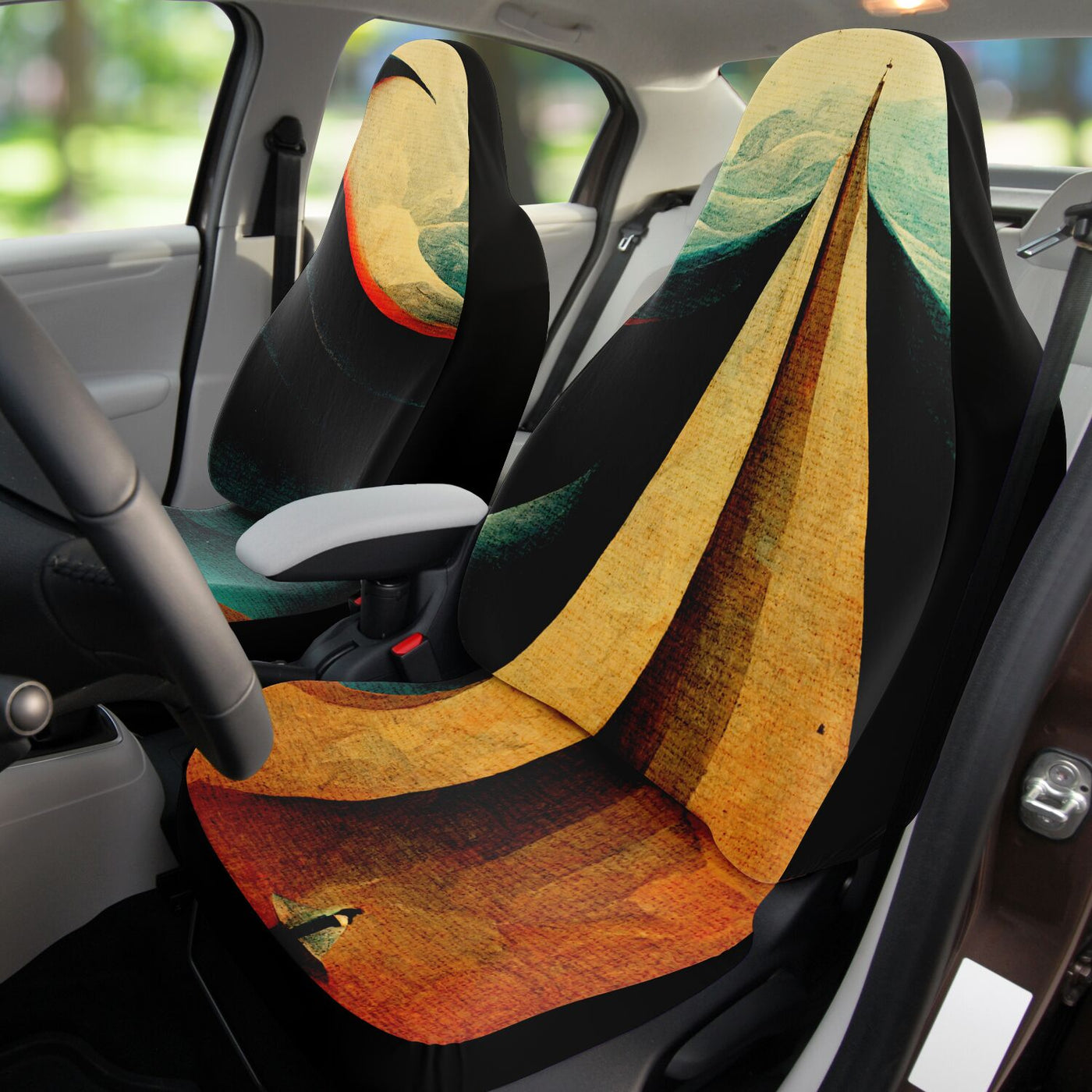 Dark Khaki Abstract Art 1 | Car Seat Covers