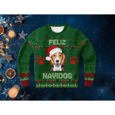 Dark Slate Gray Feliz Navidog Beagle | Ugly Xmas Sweater