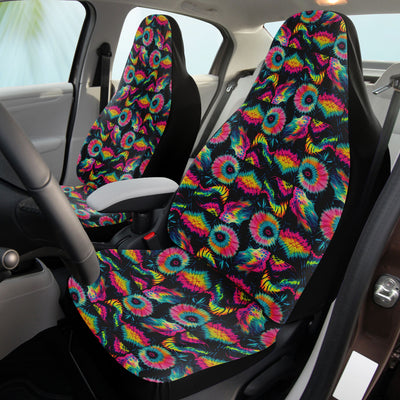 Rosy Brown Trippy Galaxy Tie Dye Squares | Car seat Covers