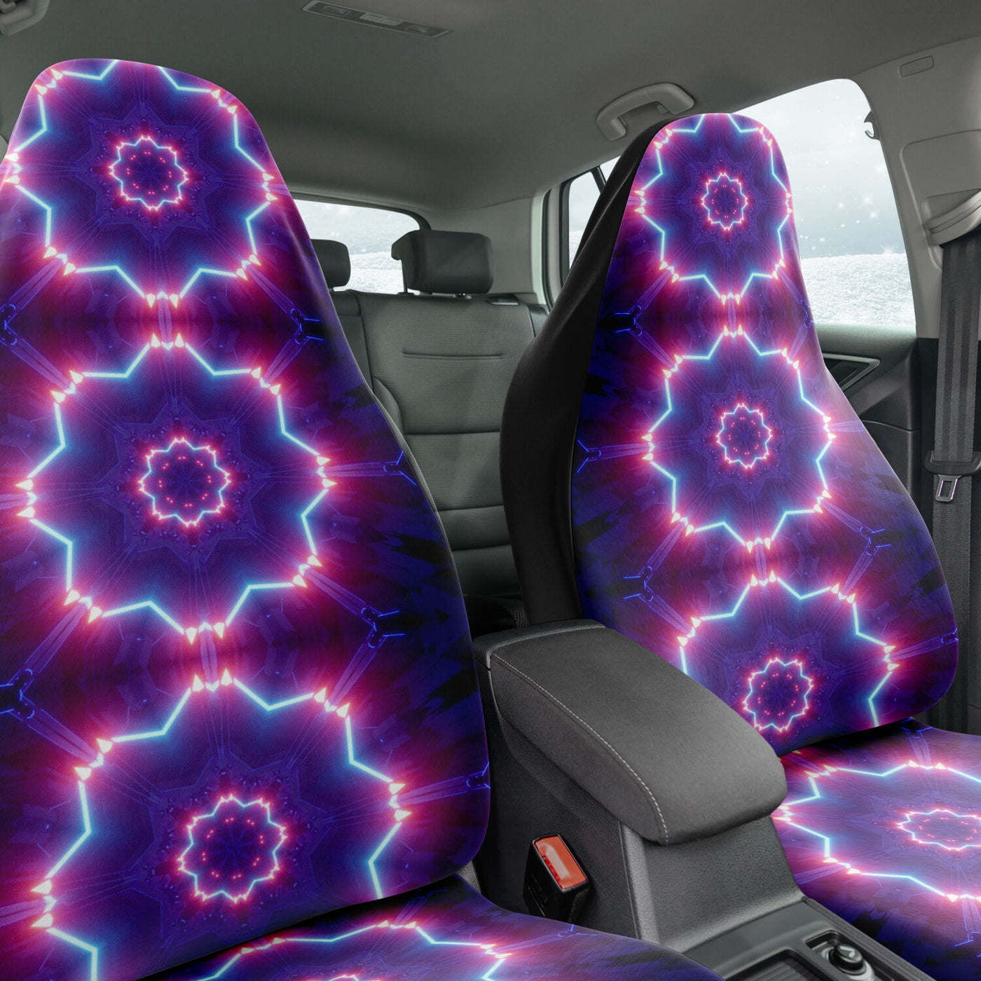 Dark Slate Blue Neon Tie Dye Cyber Rave | Car Seat Covers