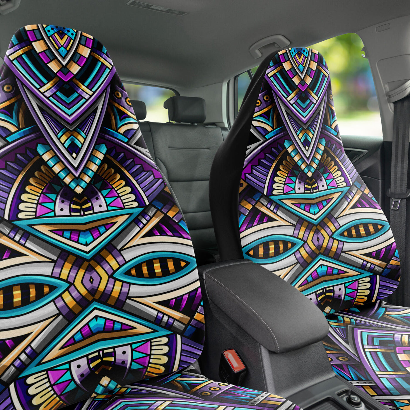 Dark Slate Gray Tribal Line Art 9 | Car Seat Covers