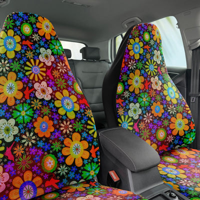 Dark Slate Gray Hippie Tie Dye Neon Art | Car Seat Covers