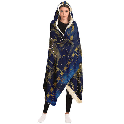 Dark Slate Gray Zodiac Art Boho Blanket Make This The Perfect Zodiac Gift This Year | Hooded Blanket