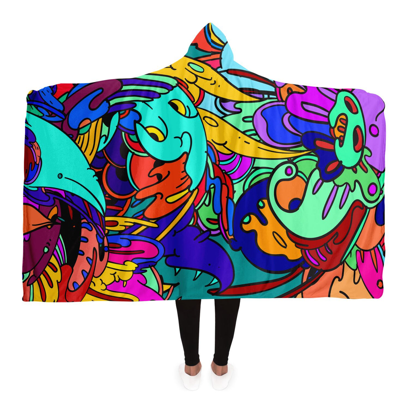 Dark Slate Gray hippie 10 Hooded Blanket-Frontside-Design_Template copy