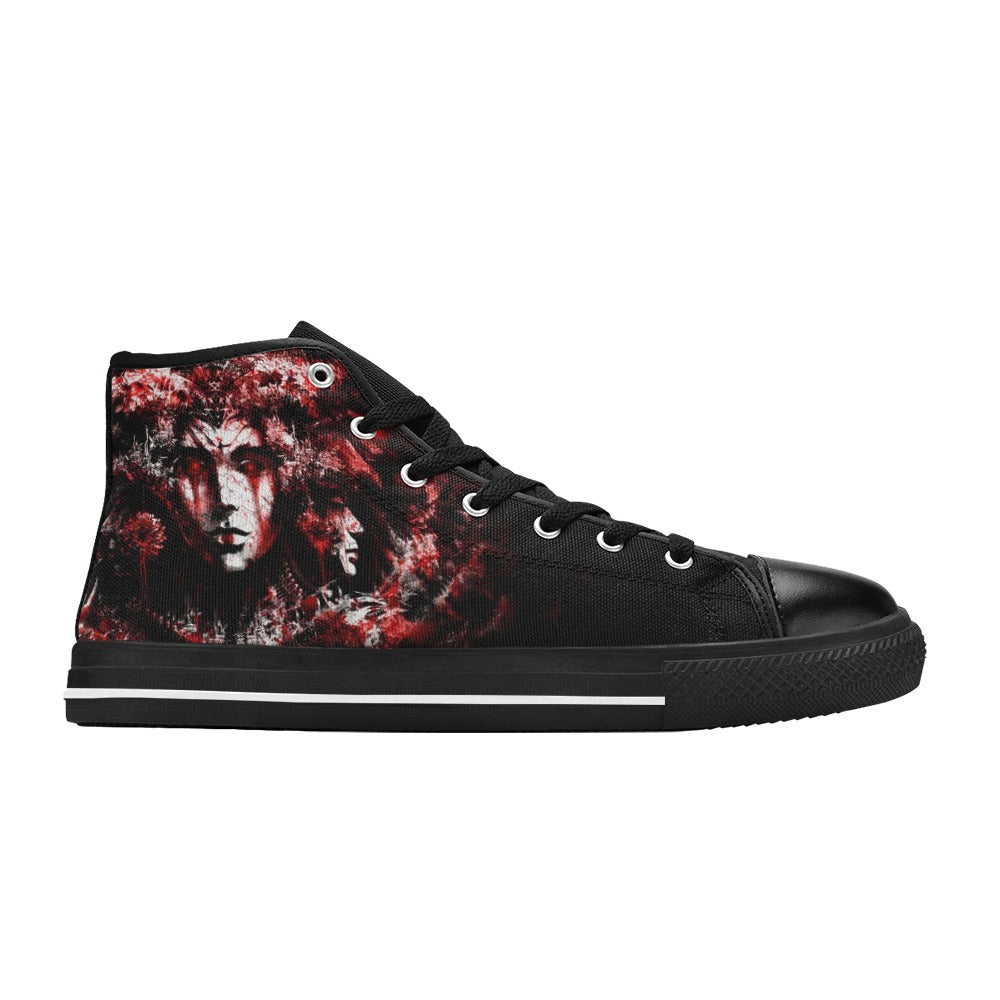 Dark Slate Gray Red Greek Goddess Hecate | Men’s Classic High Top Canvas Shoes