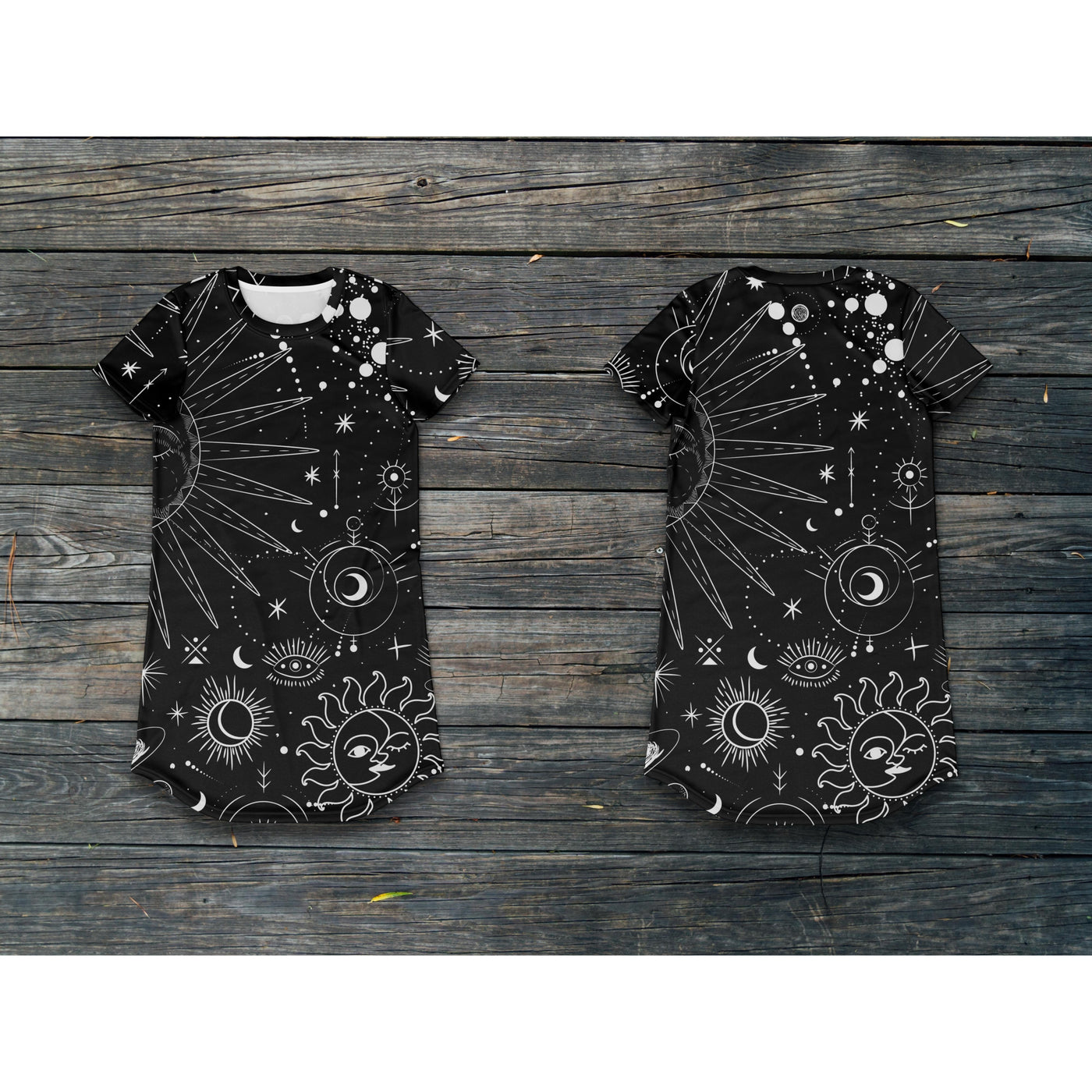 Dark Slate Gray Sun & Moon Celestial 1 | T-Shirt Dress