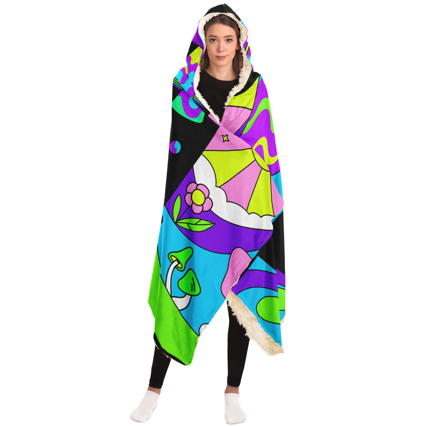 Medium Sea Green hippie 4 Hooded Blanket-Frontside-Design_Template copy