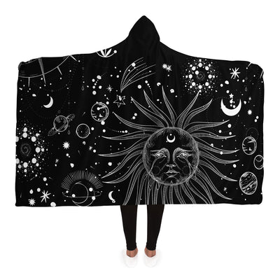 Black Celestial Symbols 4 | Hooded Blanket