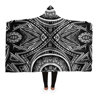 Black Festival Clothes Tribal Lines 6 BW | Hooded Blanket