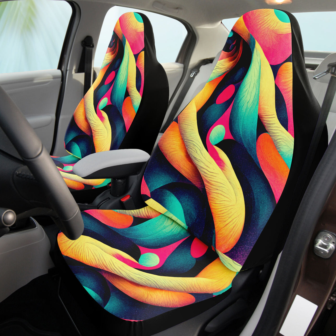 Tan Hippie Pop Art Tie Dye | Car Seat Covers