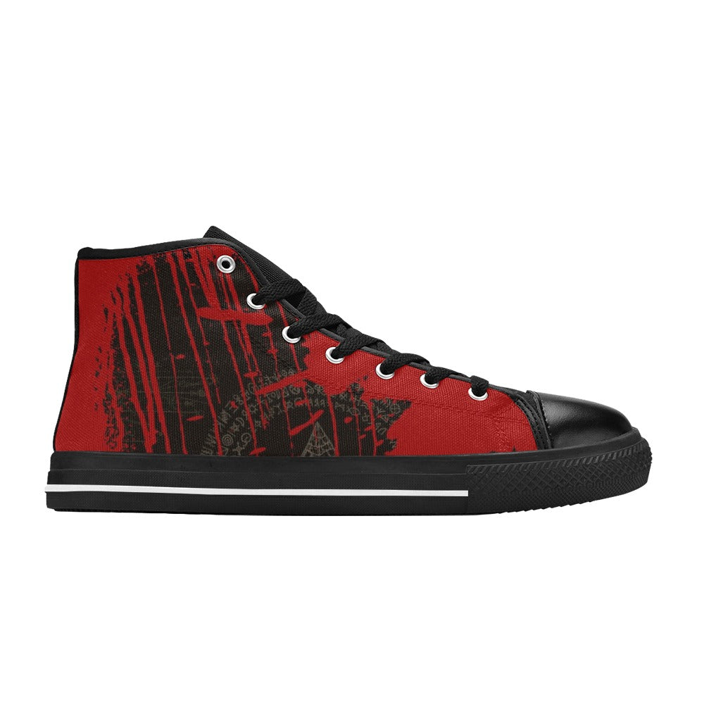 Dark Slate Gray Bloody Esoteric Symbols | Men’s Classic High Top Canvas Shoes