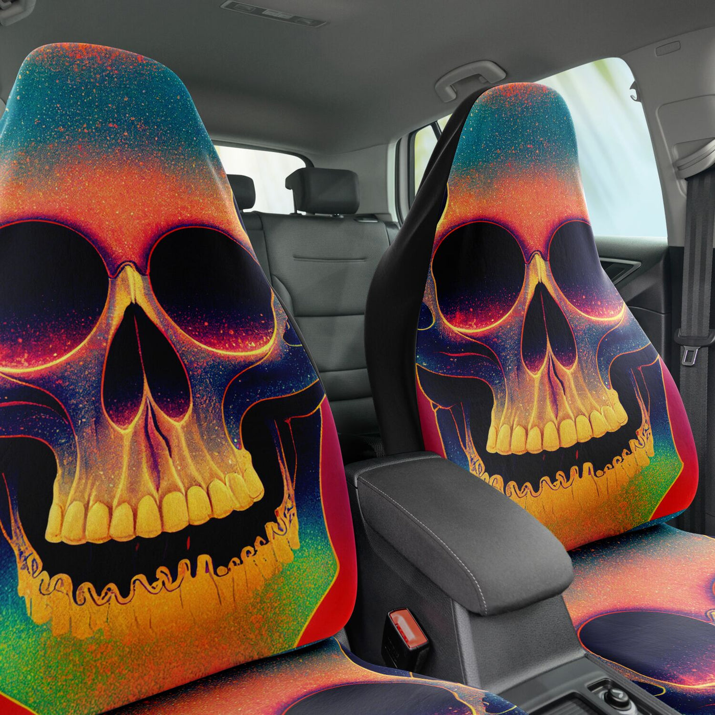 Dark Slate Gray Tie Dye Skulls 9 Skull Decor | Car Seat Covers