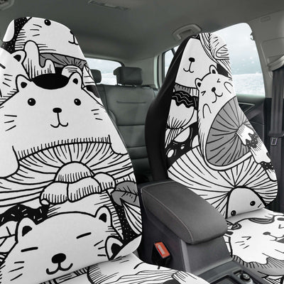 Dark Slate Gray Cute Cat Mushroom | Car Seat Covers