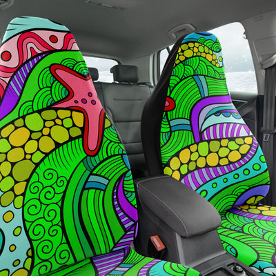 Dark Slate Gray Hippie Underwater Line Art | Car Seat Covers