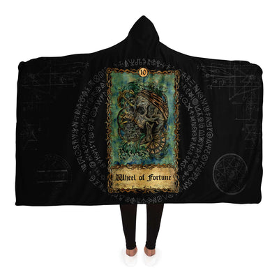 Black The Wheel Of Fortune Tarot Card | Hooded Blanket
