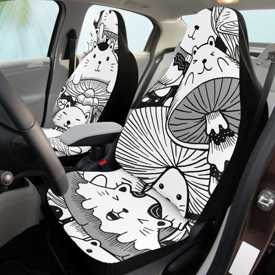 Lavender Cute Cat Mushroom | Car Seat Covers