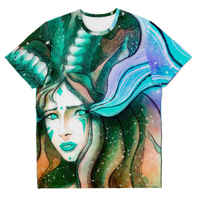 Dark Slate Gray Mystical Capricorn Celestial | T-Shirt