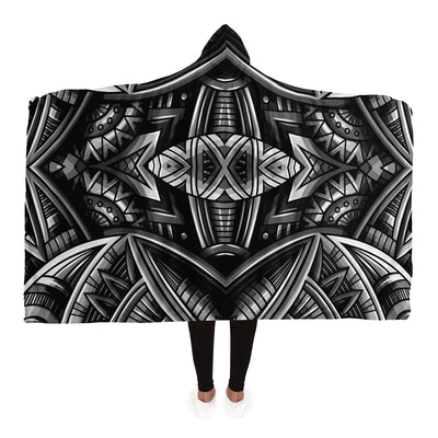 Black Festival Clothes Tribal Lines 7 BW | Hooded Blanket