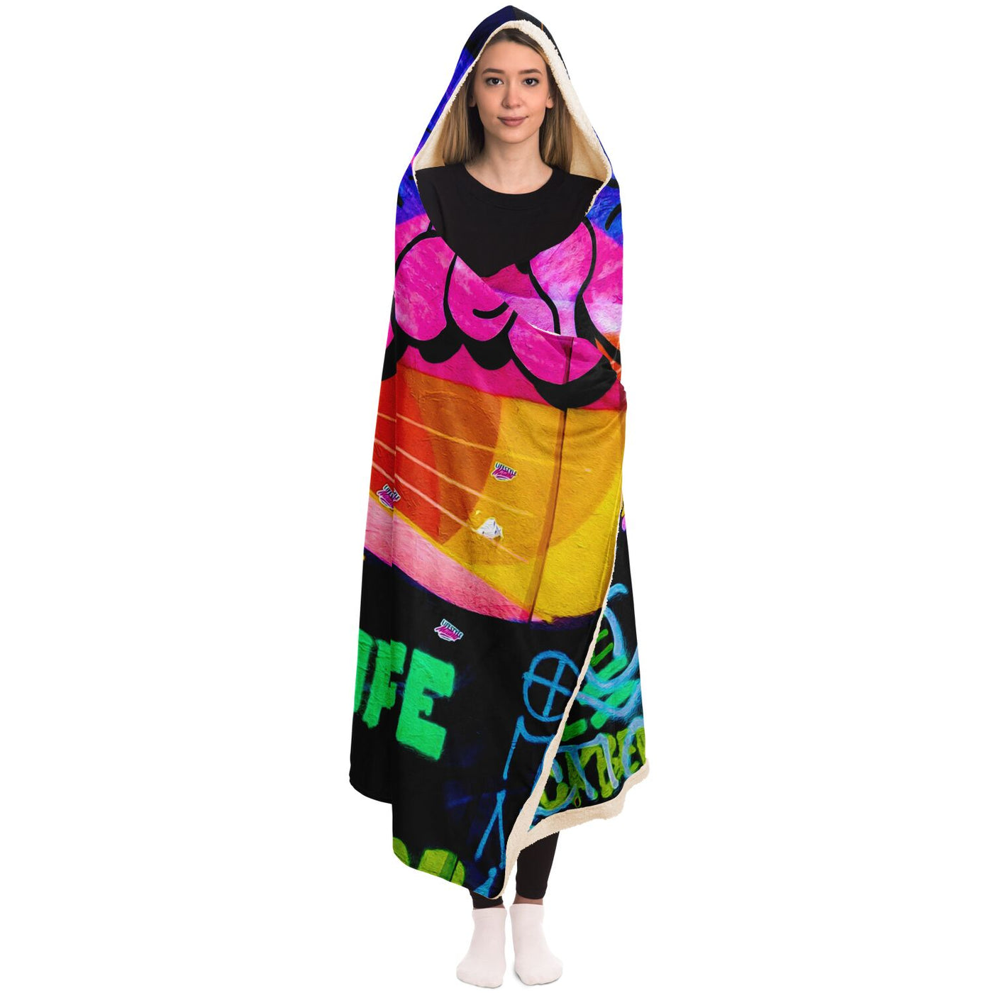 Chocolate graffiti 39 Hooded Blanket-Frontside-Design_Template copy