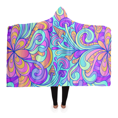 Gray Psychedelic Magic Mushrooms TIe Dye | Hooded Blanket