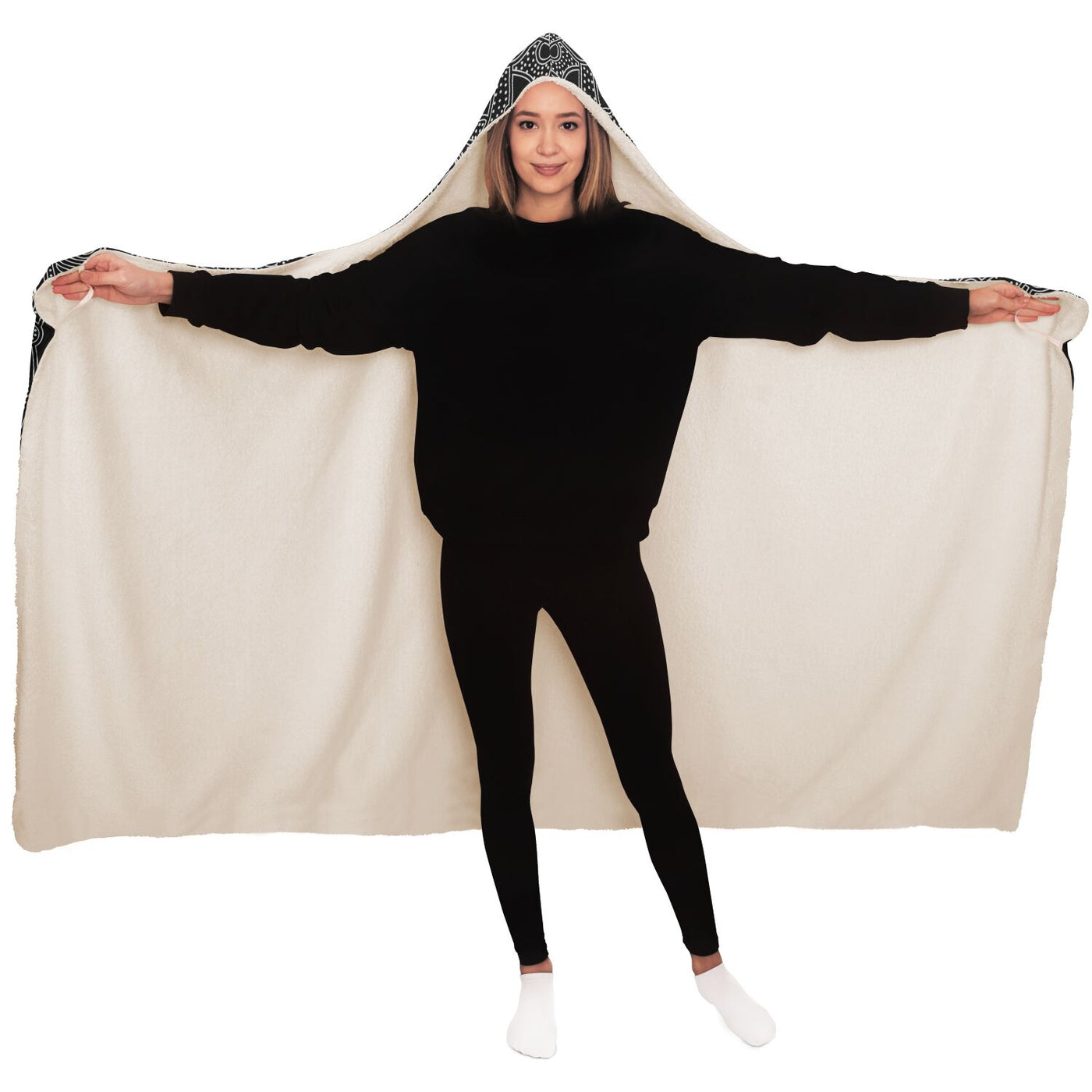 Black tribal 1 Hooded Blanket-Frontside-Design_Template copy