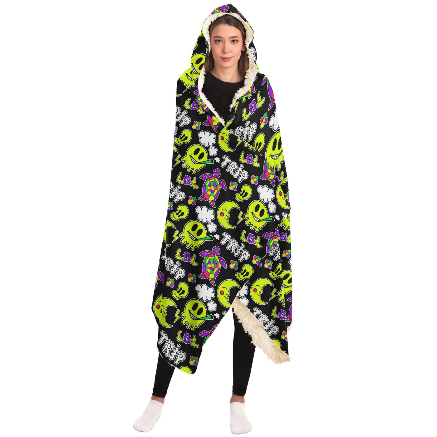 Dark Slate Gray hippie 21 Hooded Blanket-Frontside-Design_Template copy