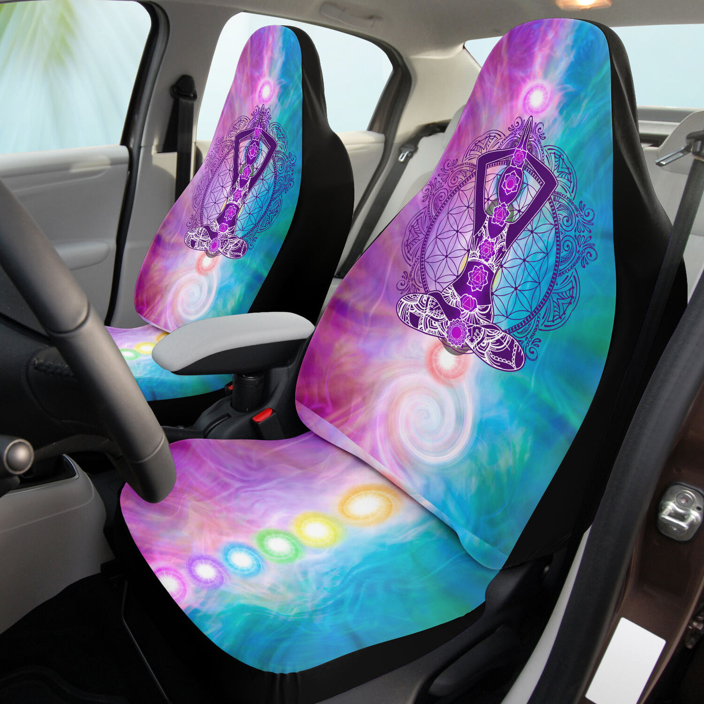 Thistle Tie Dye Chakras Hippie | Car Seat Covers