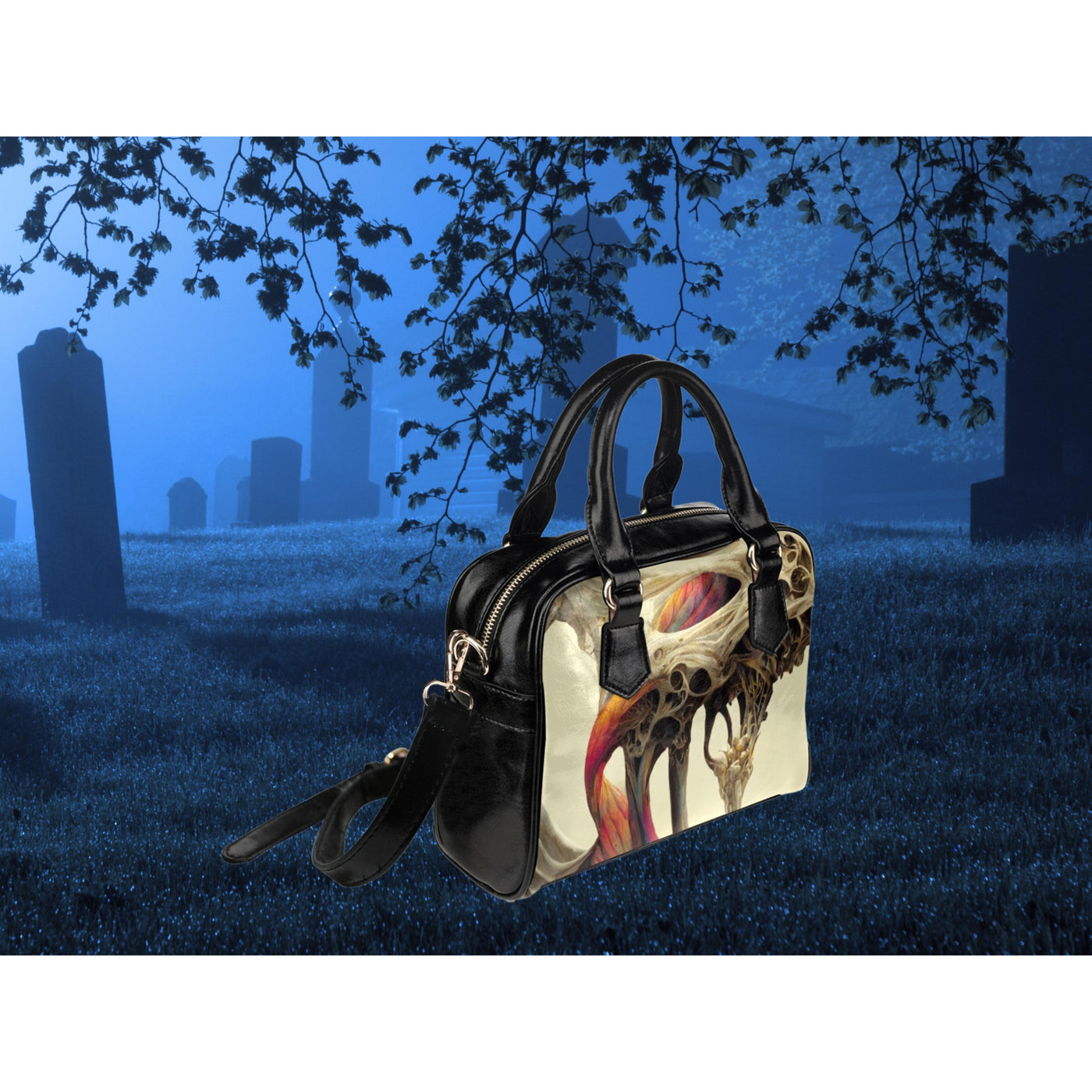 Dark Slate Gray Bone Monster 2 | Leather Shoulder Bag