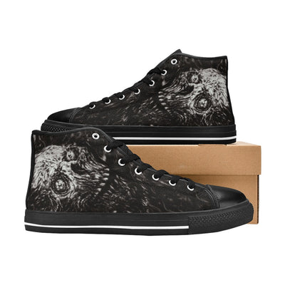 Rosy Brown Gray Zombie Horror Art | Women's Classic High Top Canvas Shoes