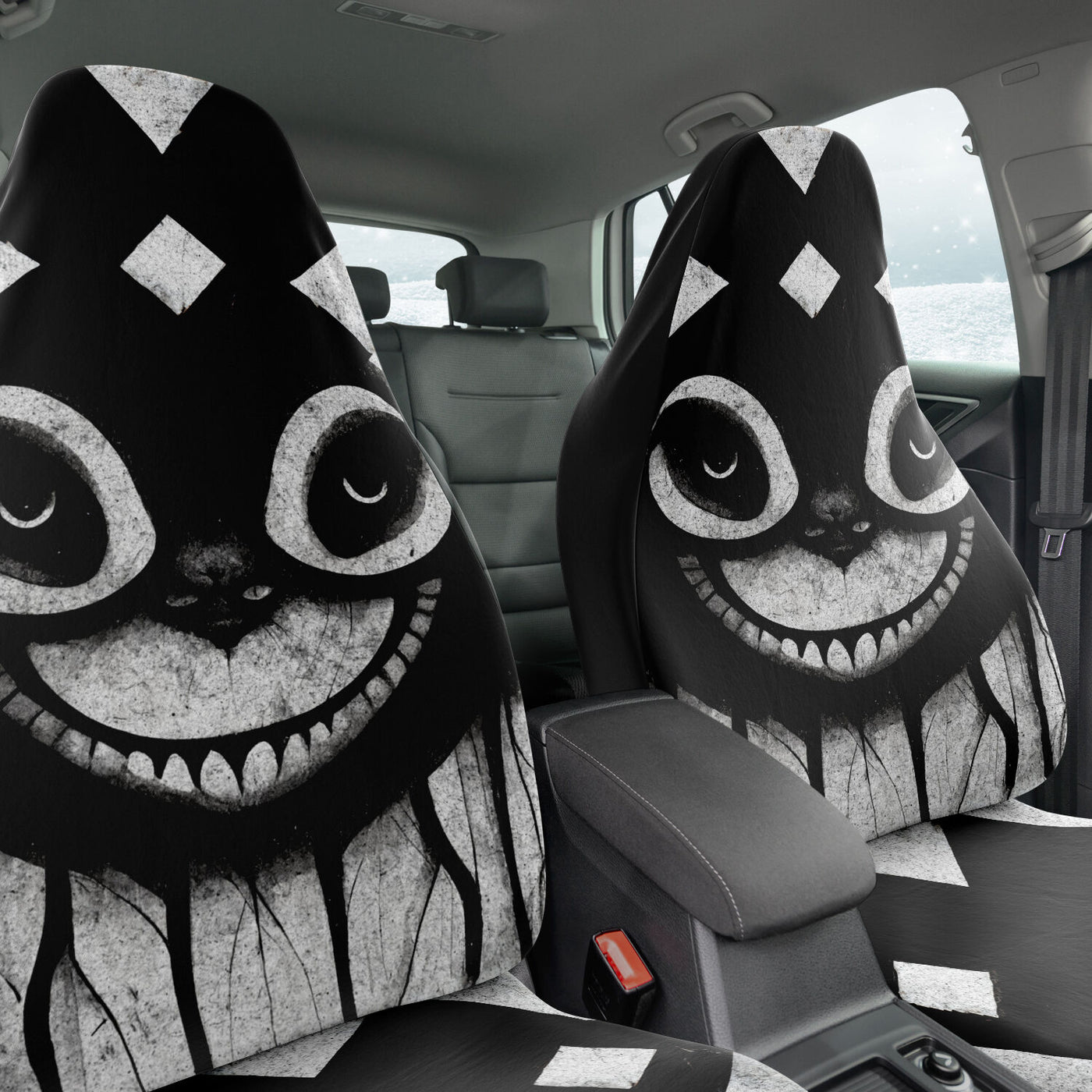 Dark Slate Gray Sinister Cat Horror Art Gothic | Car Seat Covers