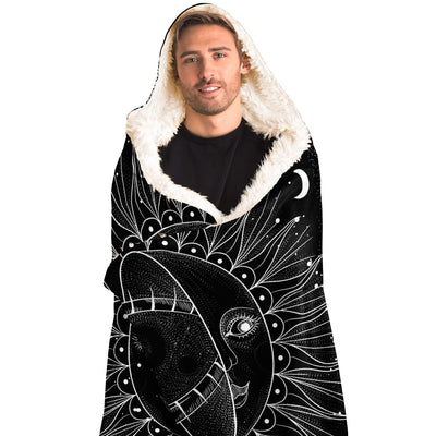 Black Celestial Symbols 5 | Hooded Blanket