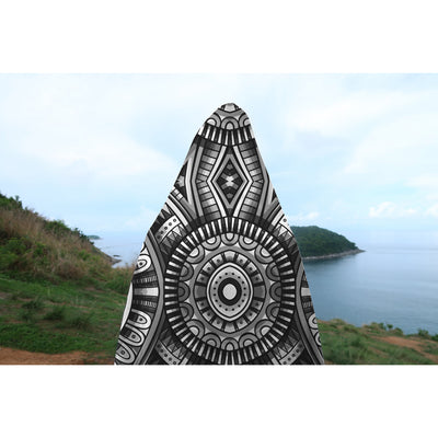 Dark Slate Gray Festival Clothes Tribal Lines 1 BW | Hooded Blanket