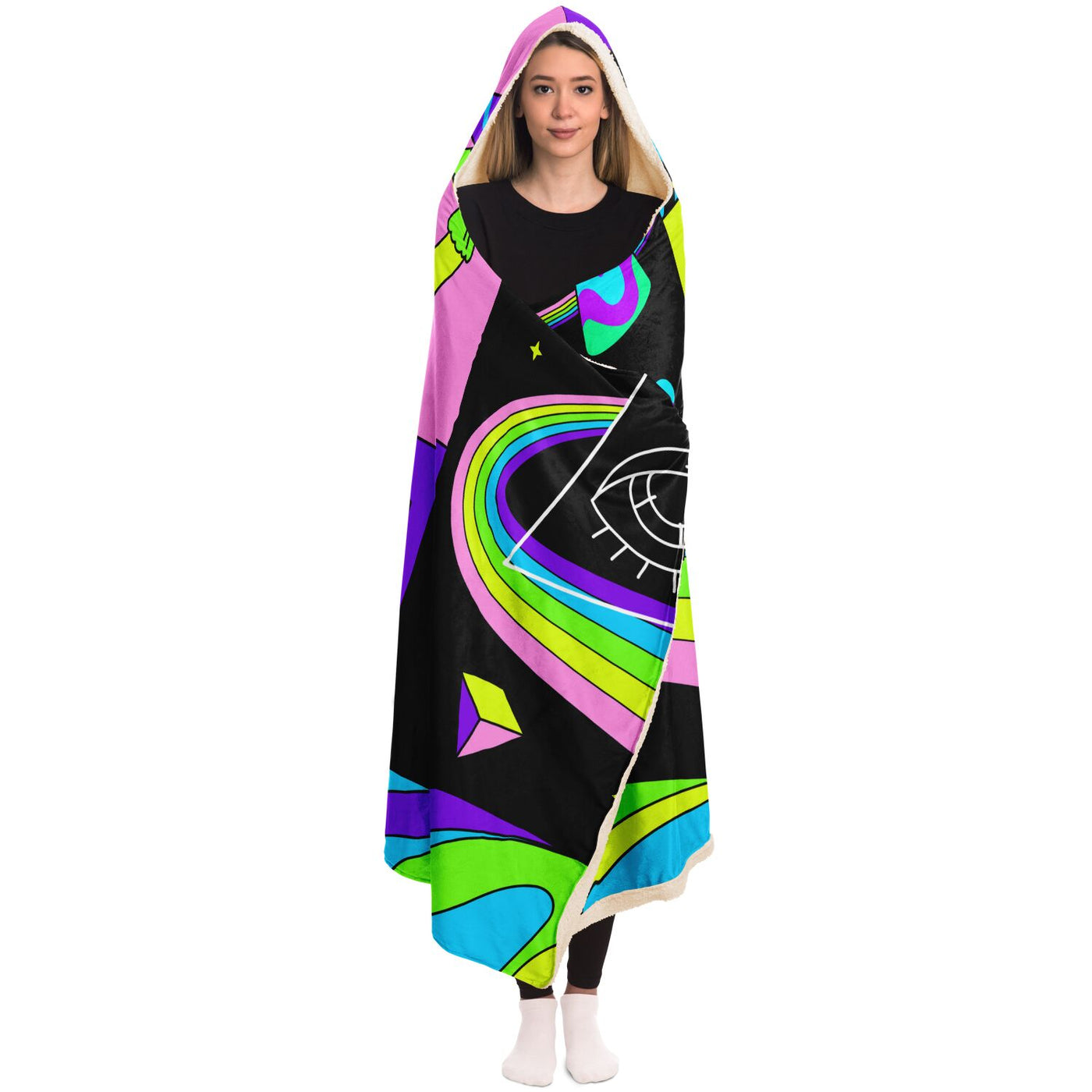 Black hippie 2 Hooded Blanket-Frontside-Design_Template copy
