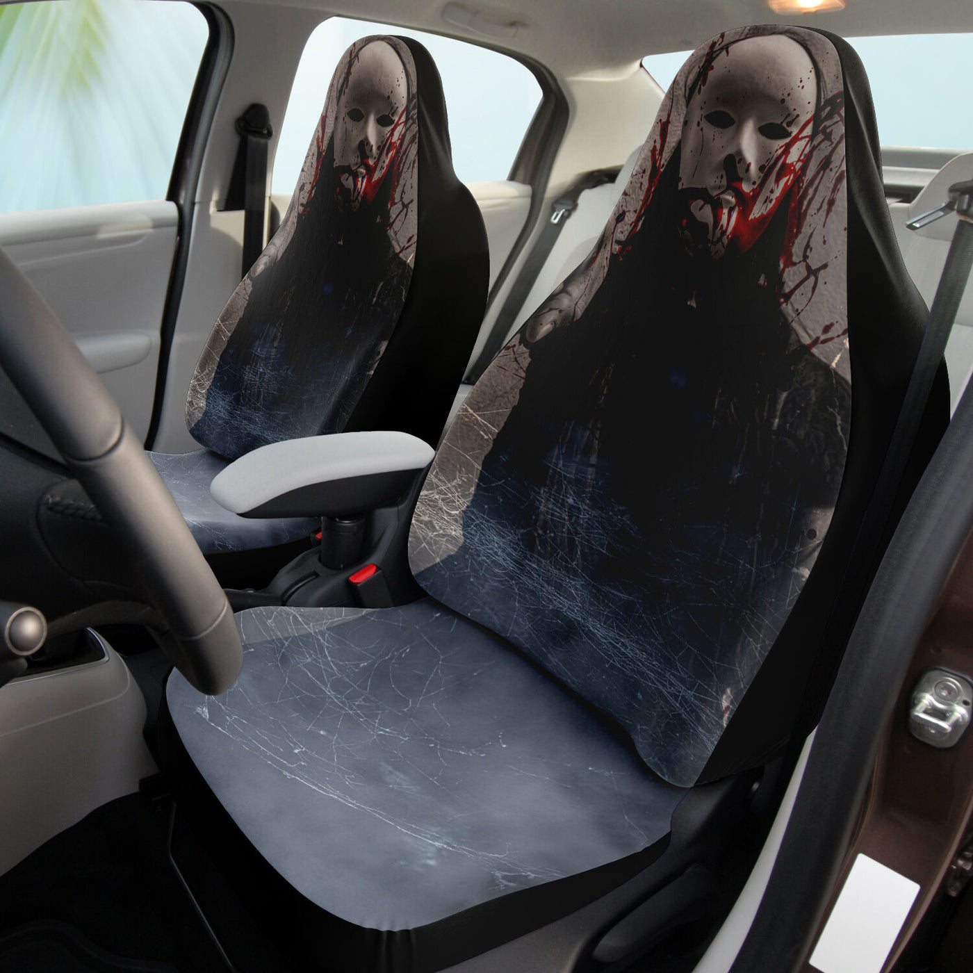 Black Halloween Masked Bloody Horror Art | Car Seat Covers