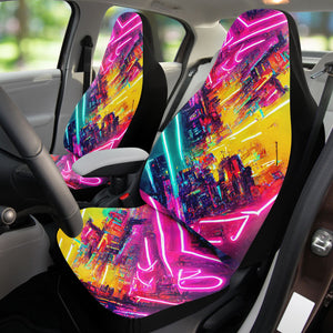 Dark Salmon Futuristic Neon 3 | Car Seat Covers