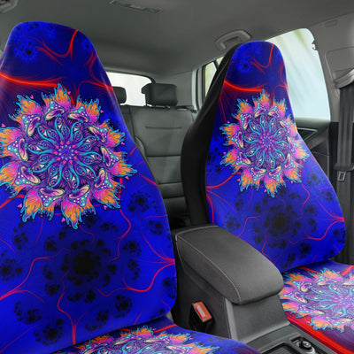 Dark Slate Gray Magic Mushroom Blue & Red Tie Dye | Car Seat Covers
