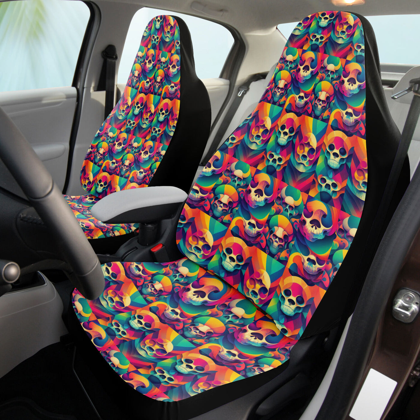 Rosy Brown Tie Dye Skulls 15 Skull Decor | Car Seat Covers