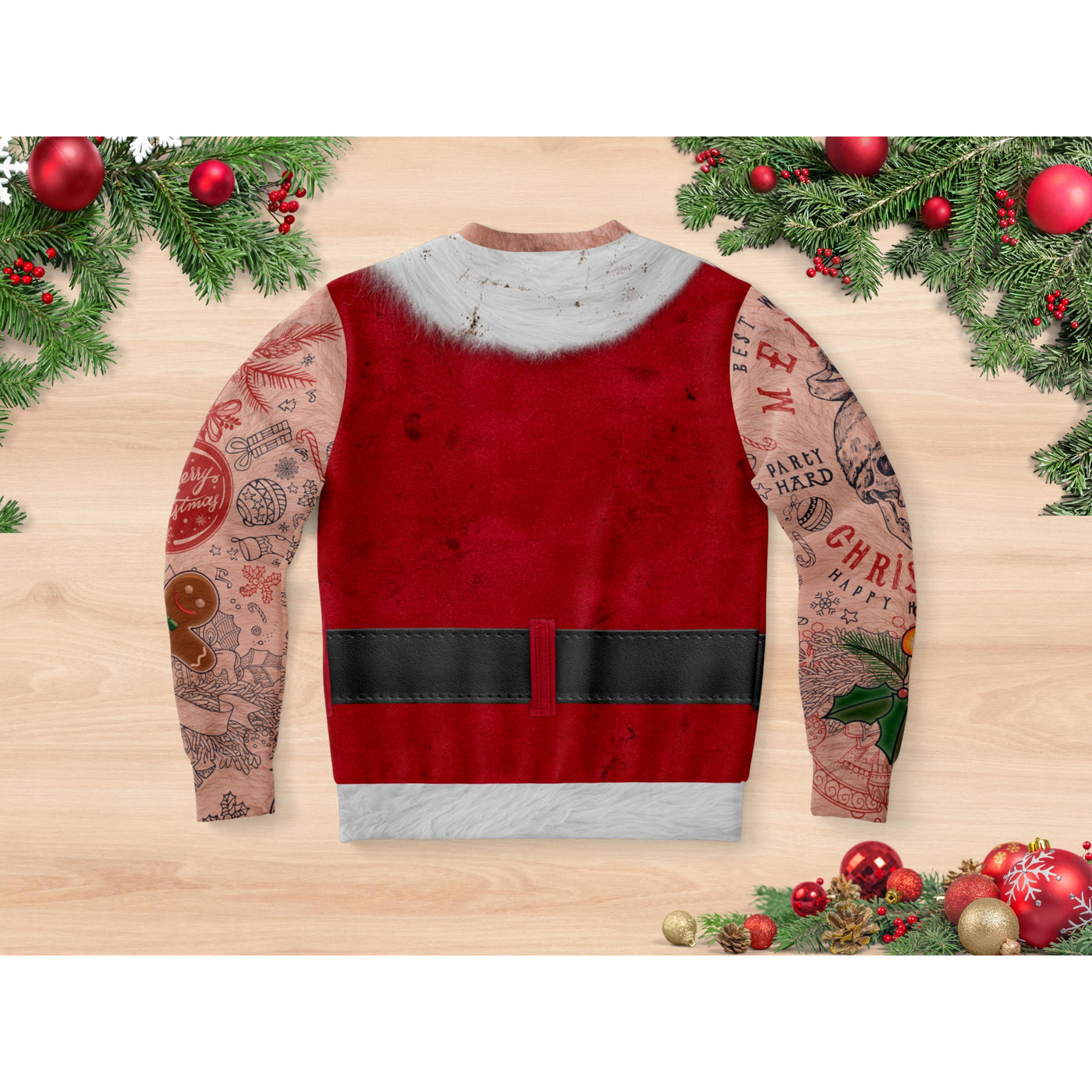 Wheat Sleeves Bad Santa | Ugly Xmas Sweater